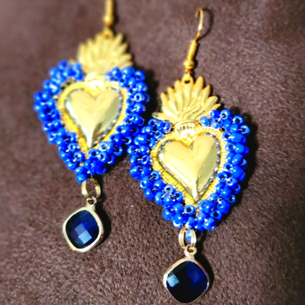 Azul, sacred heart earrings